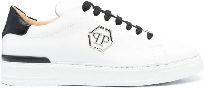 Philipp Plein logo-plaque low-top leather sneakers White