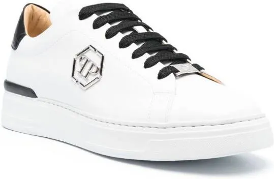 Philipp Plein logo-plaque low-top leather sneakers White