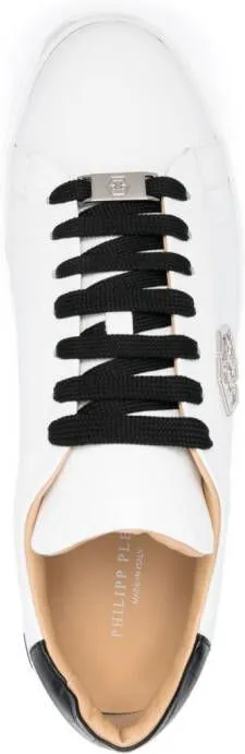 Philipp Plein logo-plaque low-top leather sneakers White