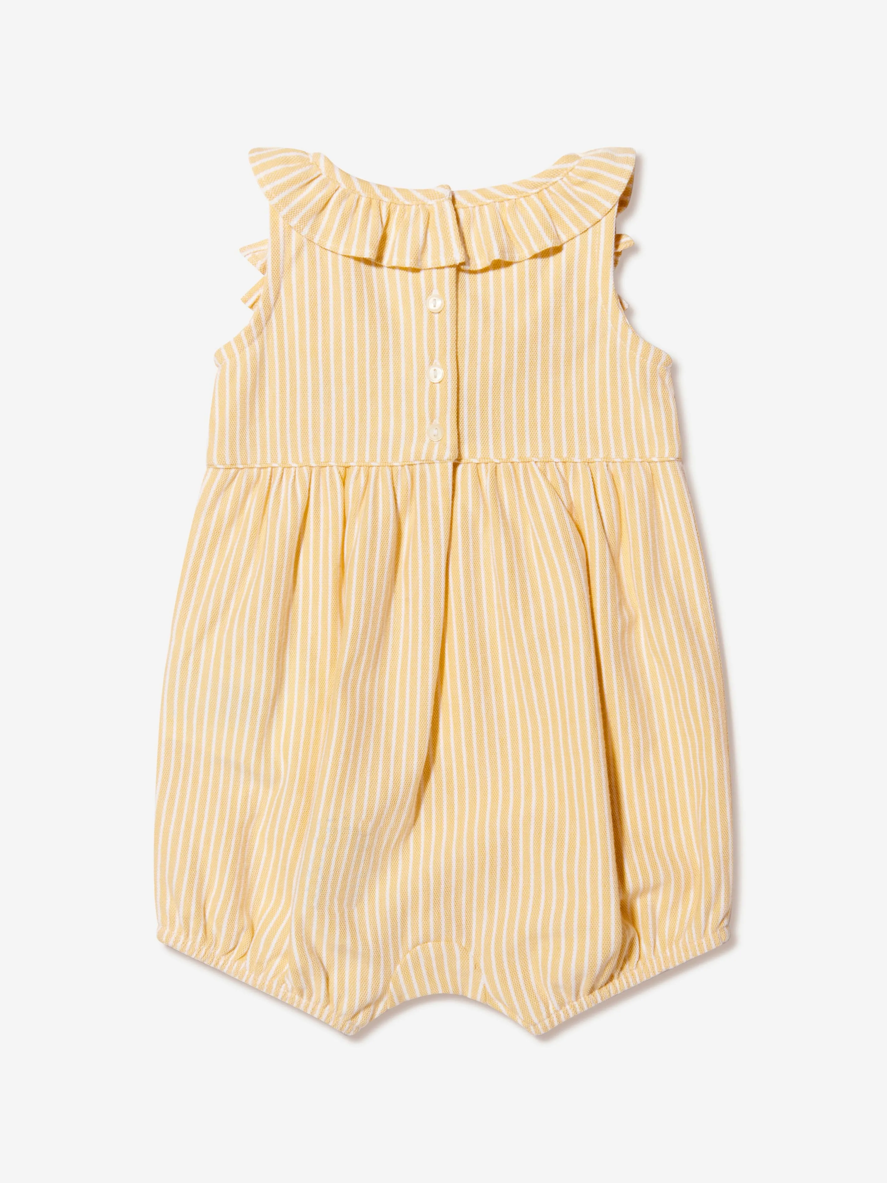 Ralph Lauren Baby Girls Mesh Bubble Romper in Yellow