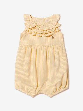 Ralph Lauren Baby Girls Mesh Bubble Romper in Yellow