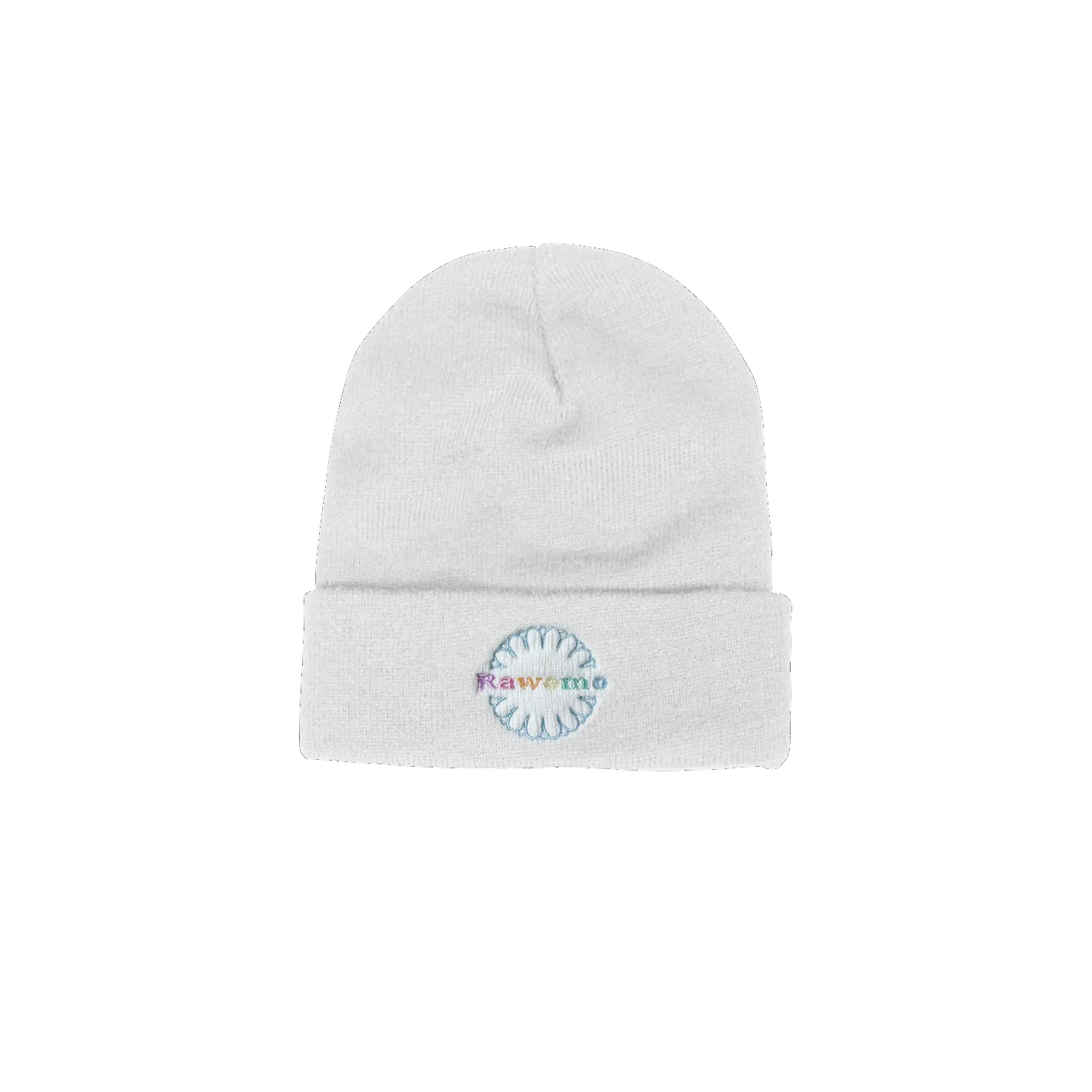 Rawemo Floral Logo Knit Beanie - White