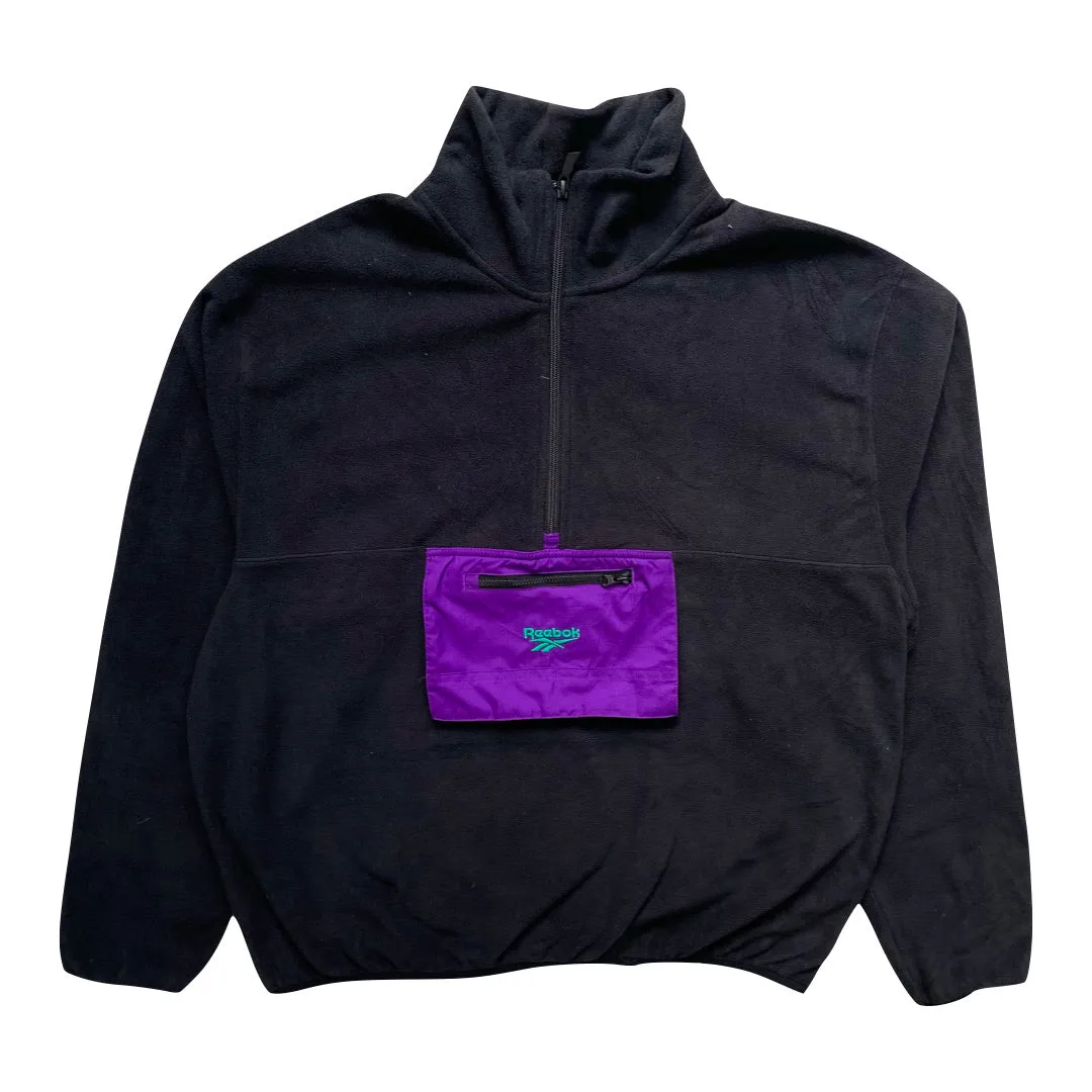 Reebok Black / Purple 1/4 Zip Fleece Sweatshirt