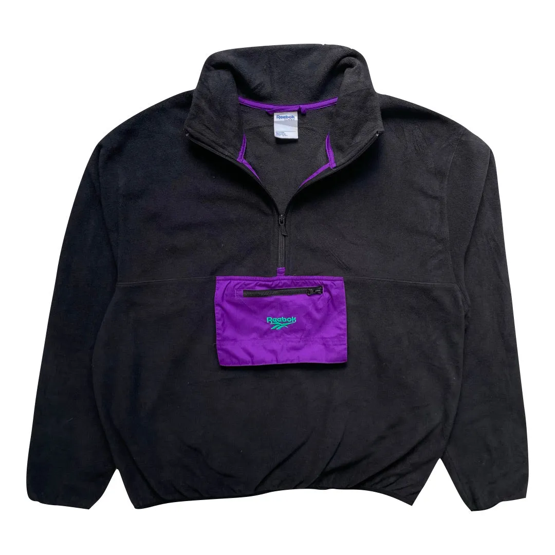 Reebok Black / Purple 1/4 Zip Fleece Sweatshirt