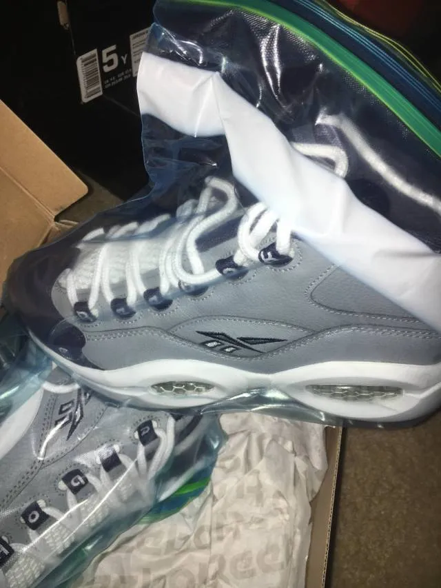 Reebok question mid iverson georgetown hoyas blue navy gray