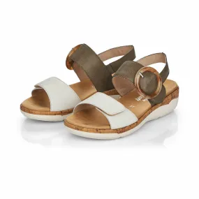 Remonte open Toe Sandals Off White/Forest Women's