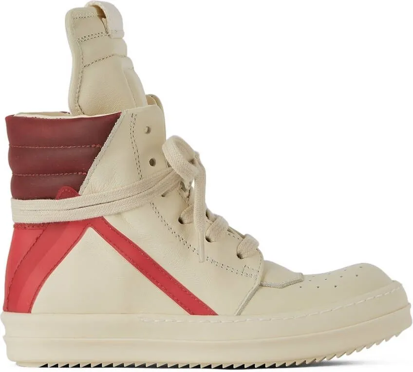 Rick Owens Kids Off-White & Red Geobasket High Sneakers