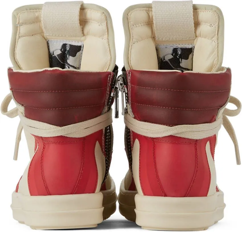 Rick Owens Kids Off-White & Red Geobasket High Sneakers