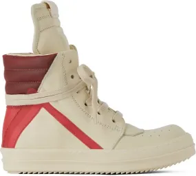 Rick Owens Kids Off-White & Red Geobasket High Sneakers