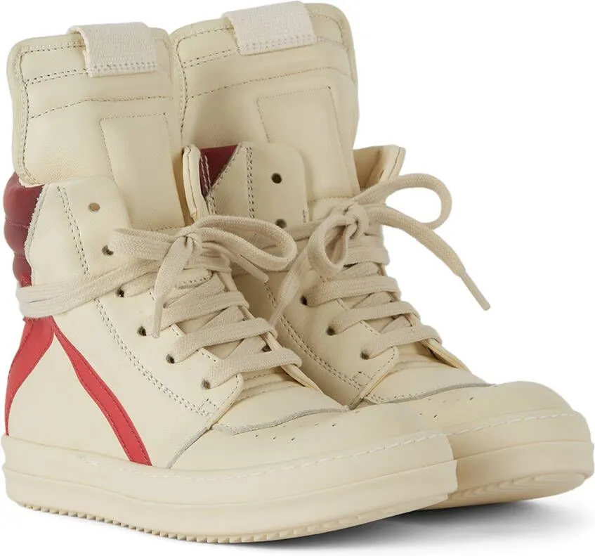 Rick Owens Kids Off-White & Red Geobasket High Sneakers