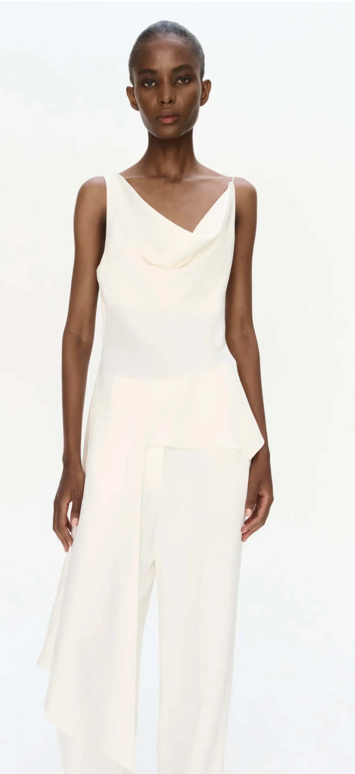 Ronnie Asymmetric Tank Top - Ivory