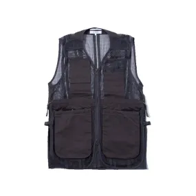 Rope Mesh Long Vest - Charcoal