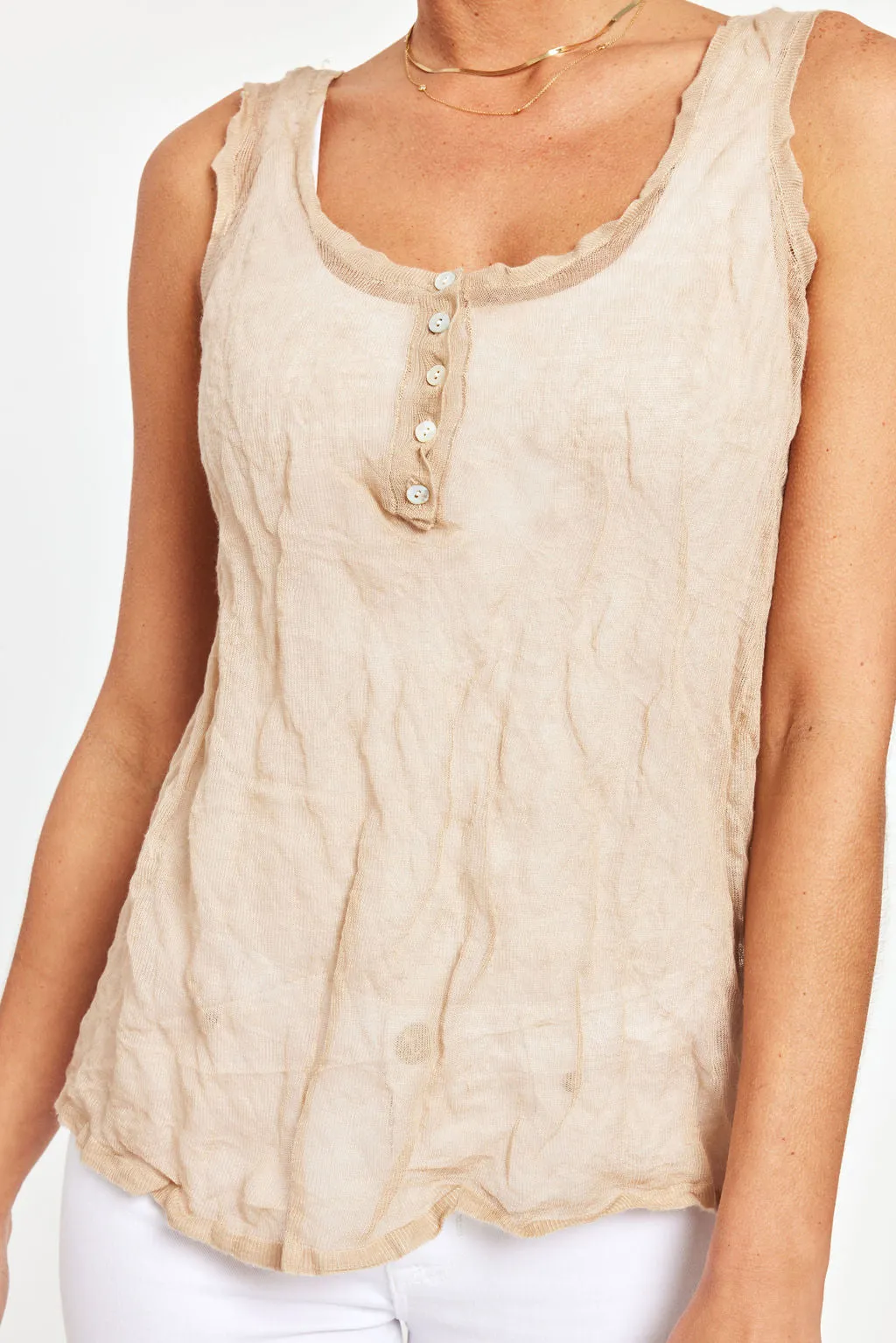 Sheer Linen Blend Tank