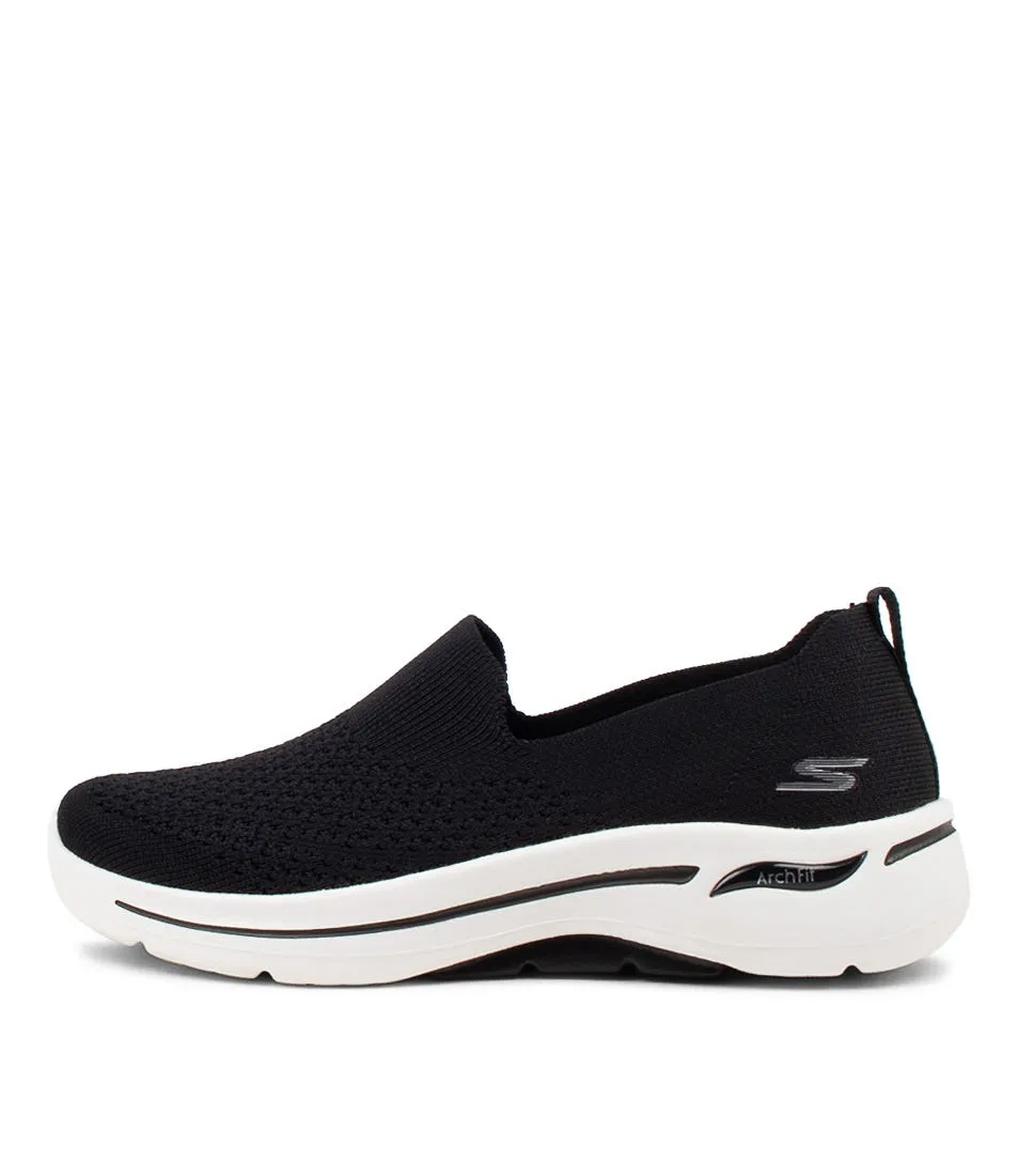 SKECHERS Go Walk Arch Fit Black White Smooth Sneakers