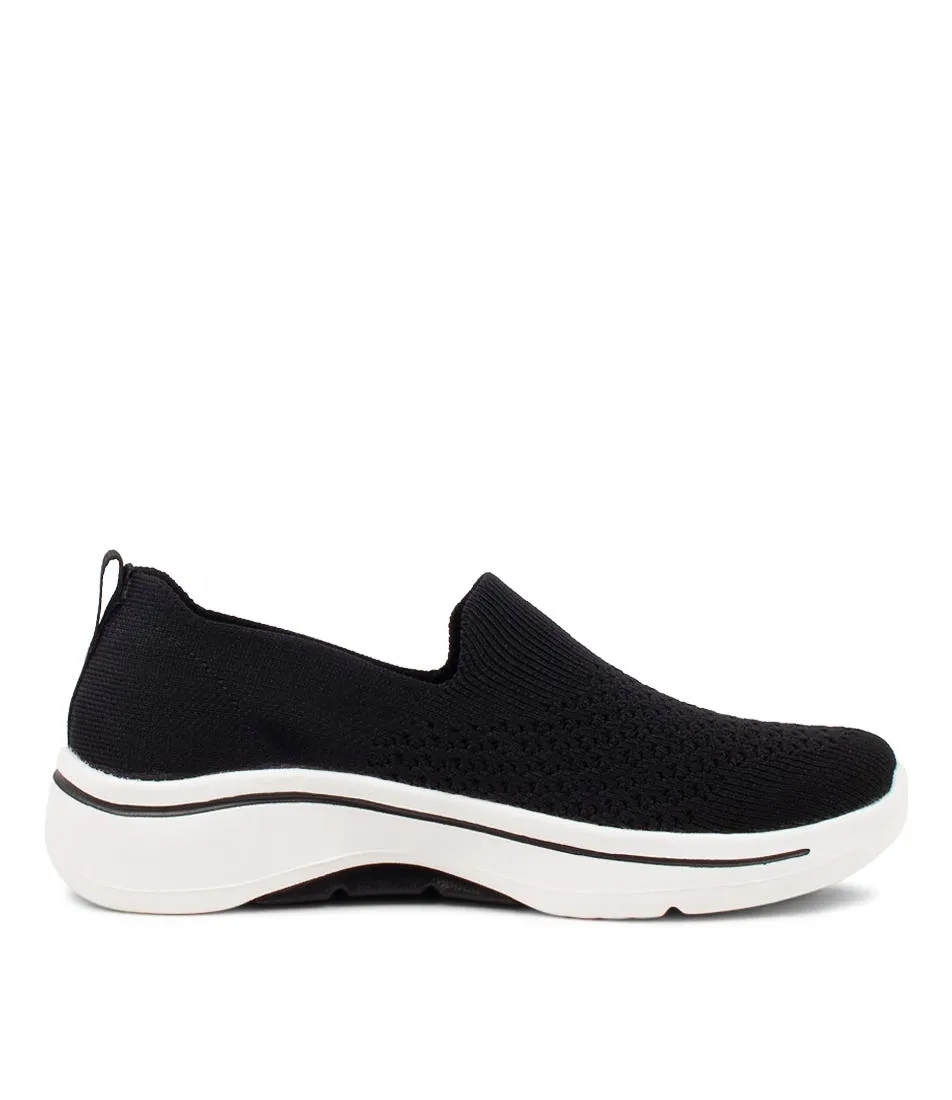 SKECHERS Go Walk Arch Fit Black White Smooth Sneakers