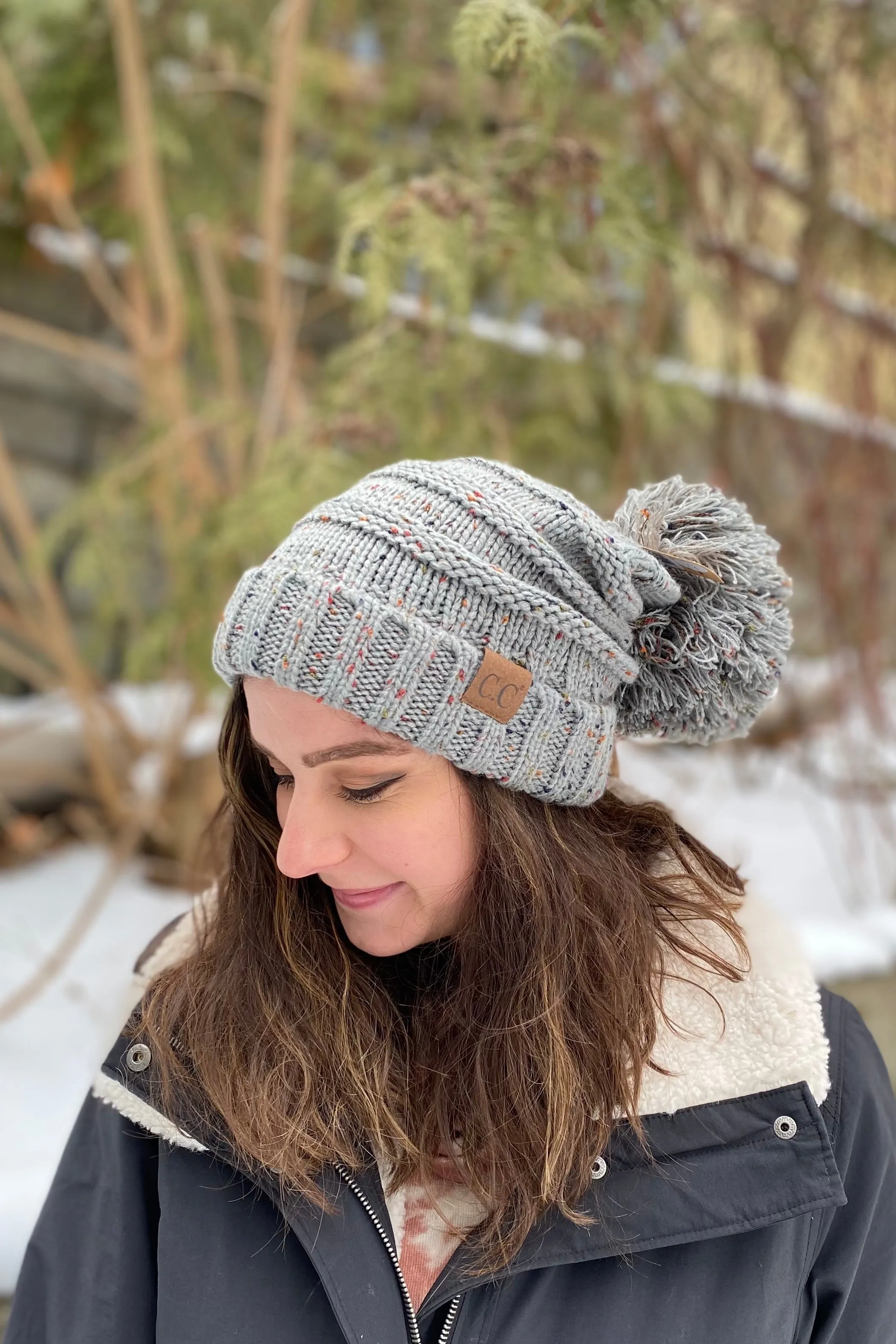 Slouchy Knit Pom Beanie