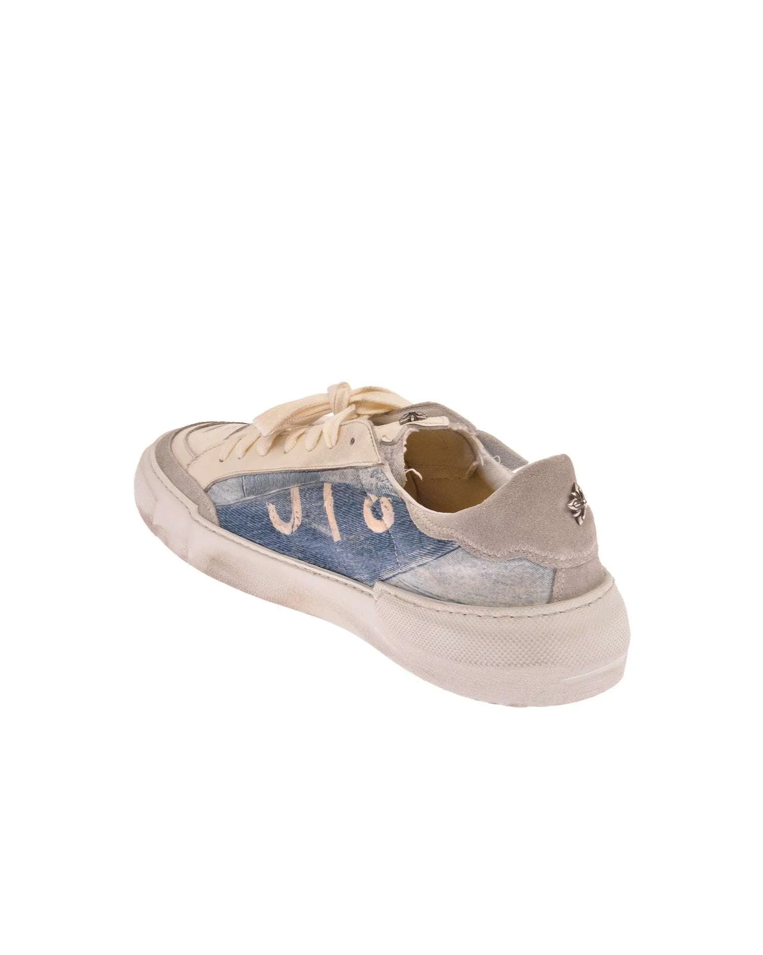 Sneakers in denim con logo stampato