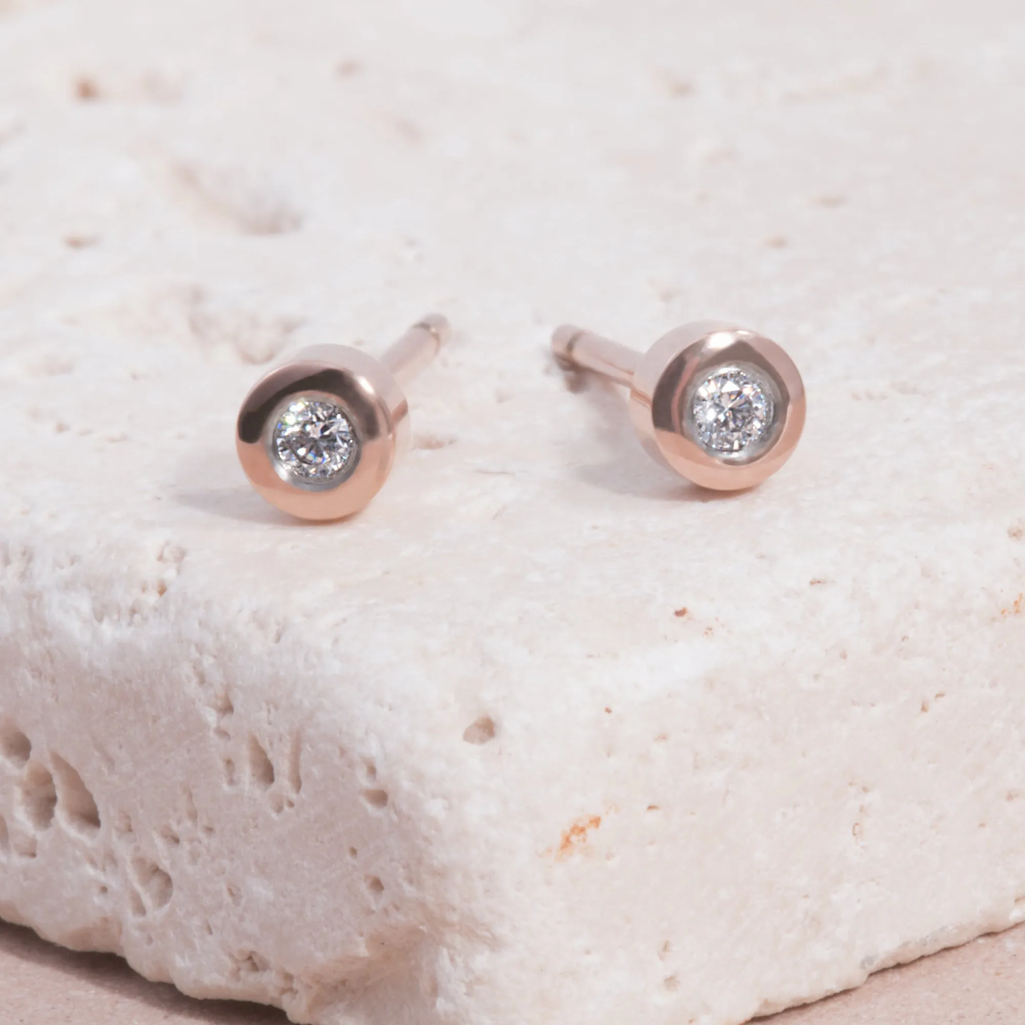 Stainless 3mm round stone stud earrings