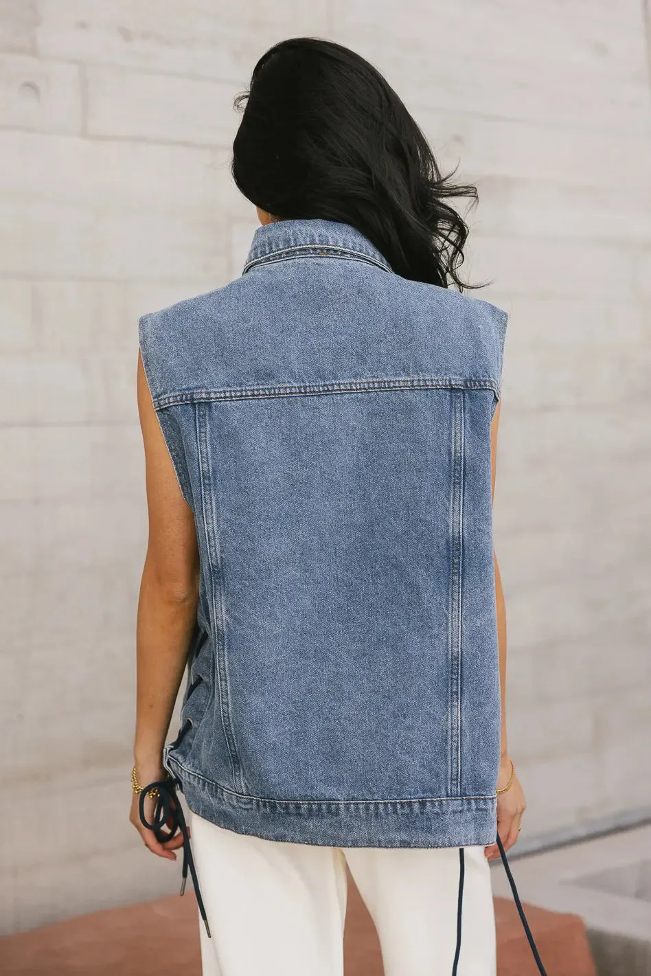 Stephie Lace Up Denim Vest