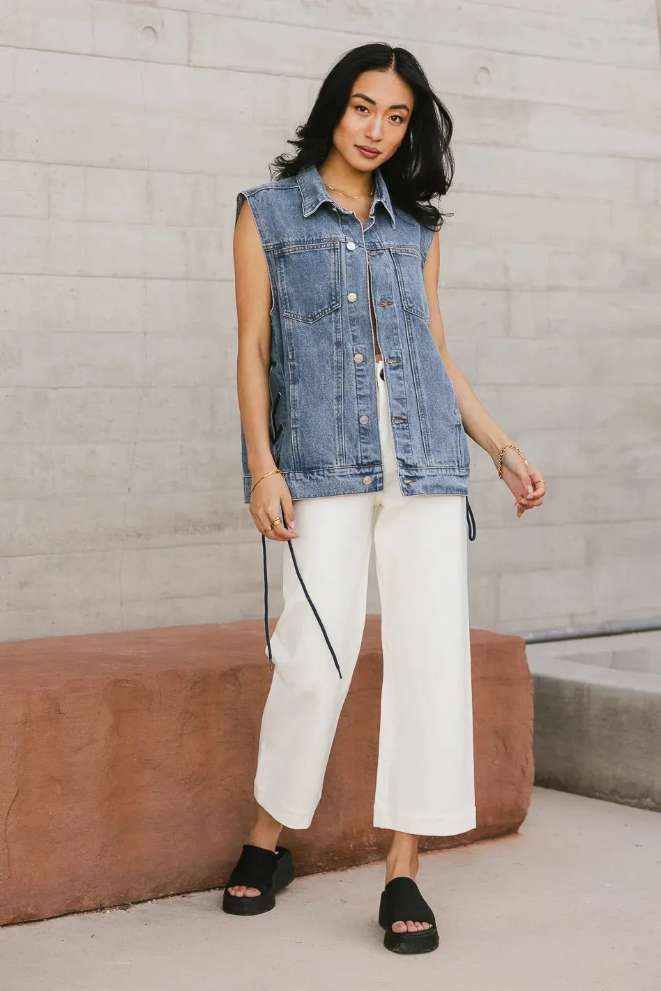 Stephie Lace Up Denim Vest