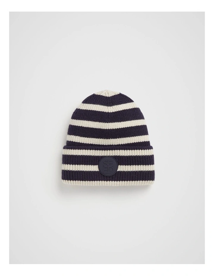 Stripe Emb Beanie in Multi