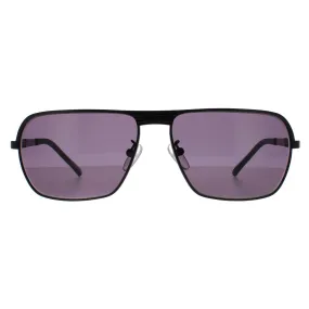 Sunglasses | Rectangle Semi Matte Black Grey S8745N Sunglasses | Police