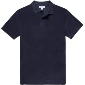 Sunspel Terry Polo Shirt - Navy