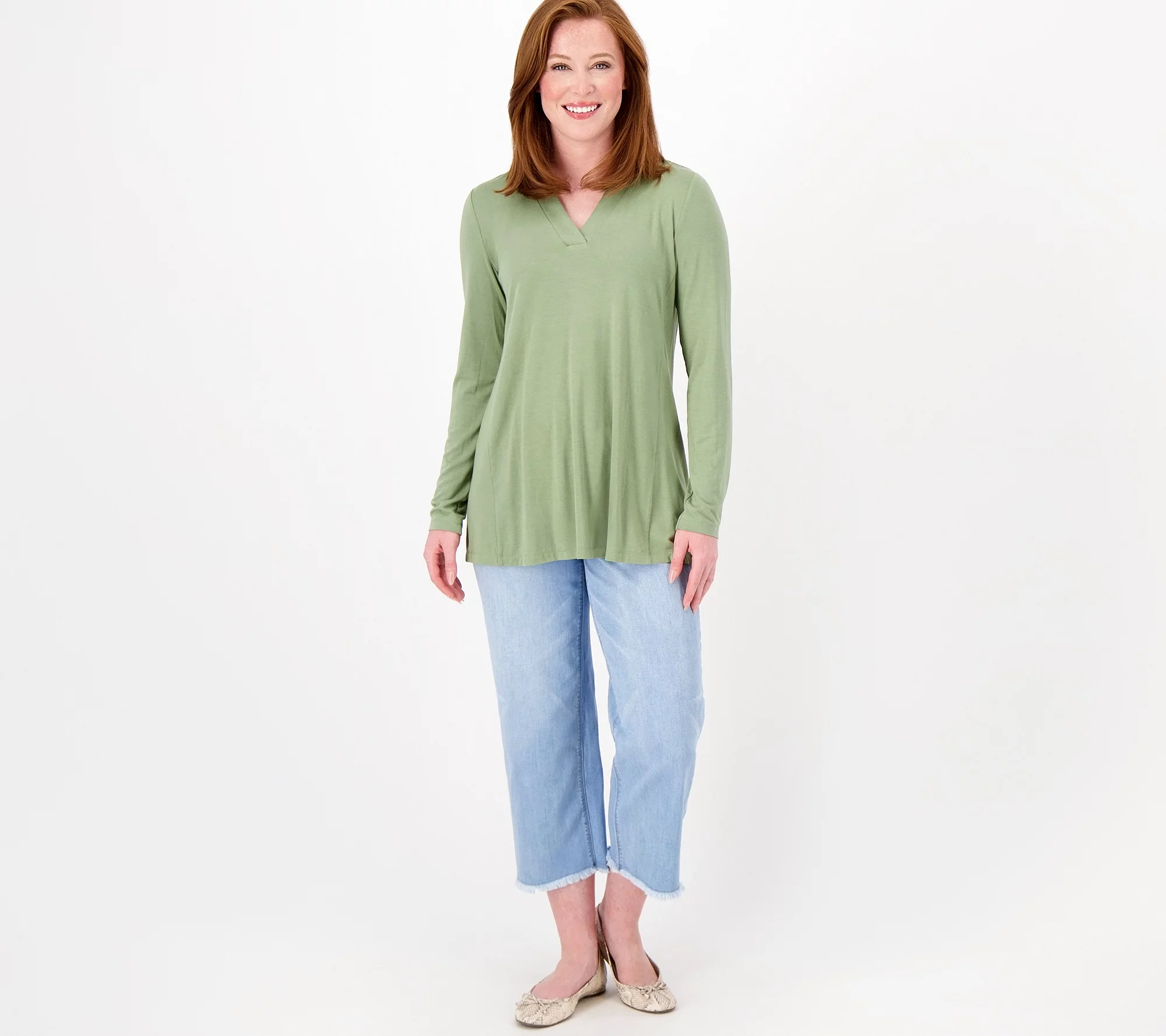 Susan Graver Lifestyle Spa Knit Petite A-Line Tunic