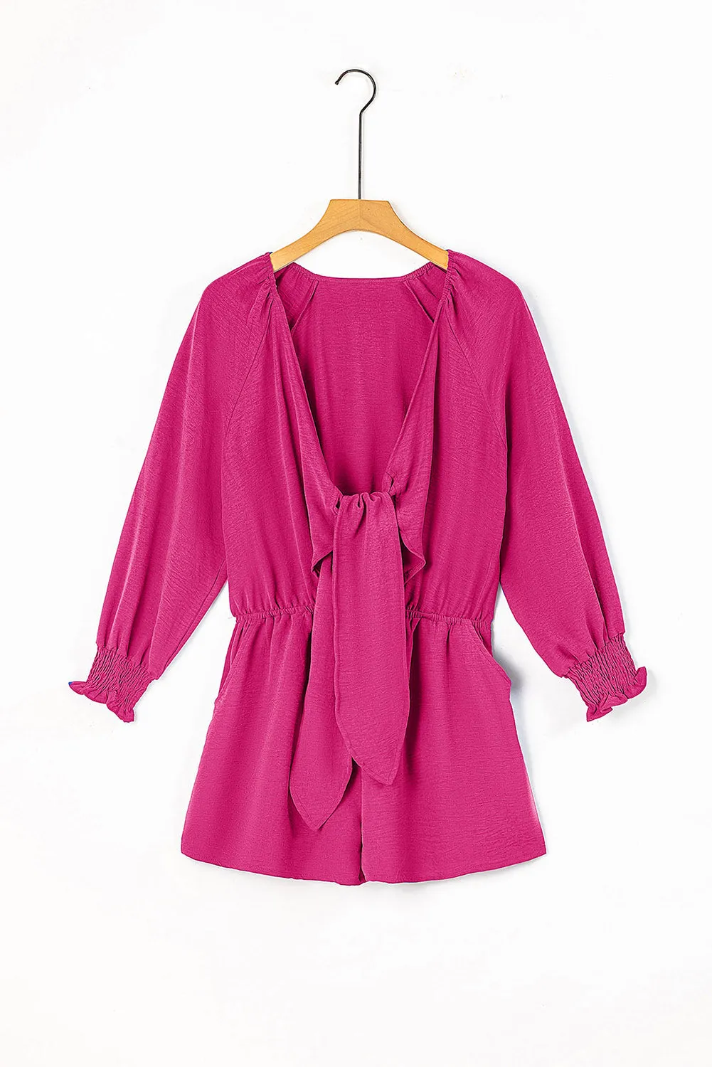 Tied Flounce Sleeve Plunge Romper