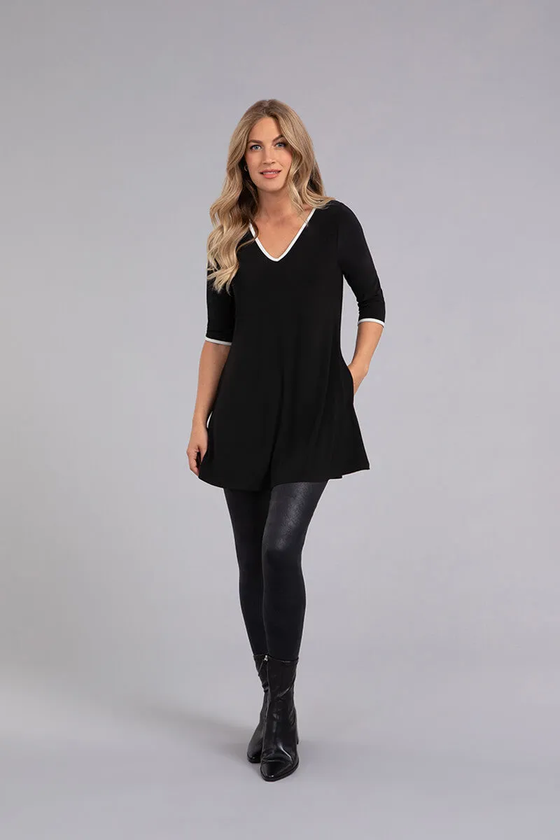 Tipped Reversible Trapeze Tunic | Black/Ivory