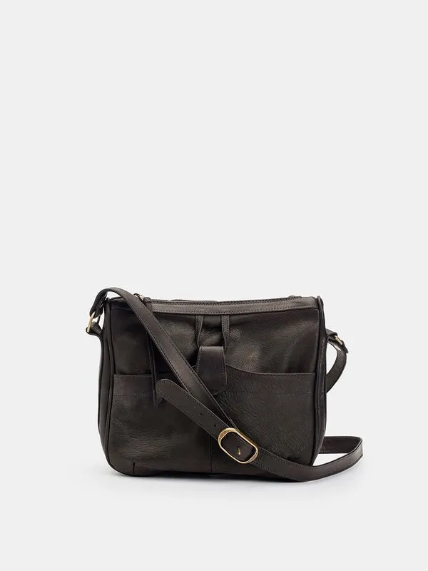 Twiggy Leather Shoulder Bag - Black