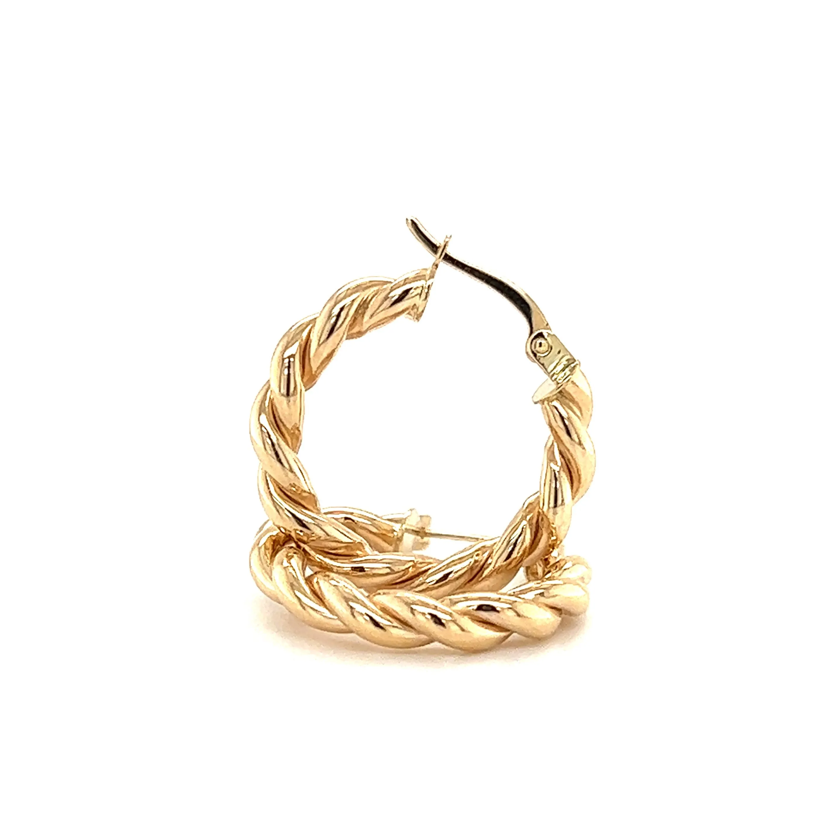 Twisted Hoop Earrings in 14K Yellow Gold