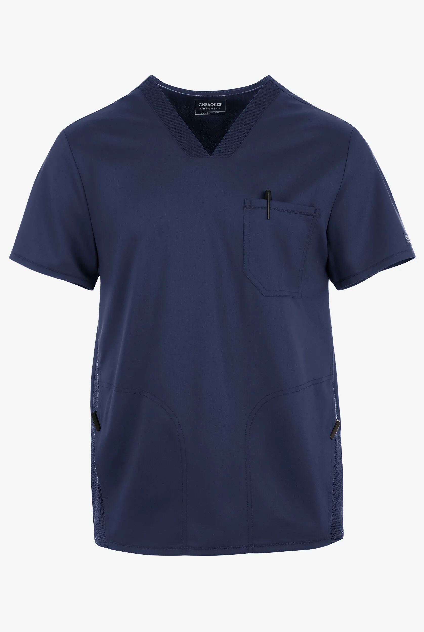 UA Exclusive Cherokee Workwear Revolution Men's 3-Pocket STRETCH Mesh Trim V-Neck Scrub Top