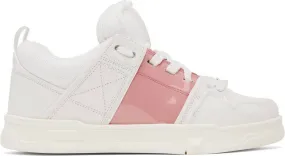 Valentino Garavani White & Pink Open Skate Sneakers