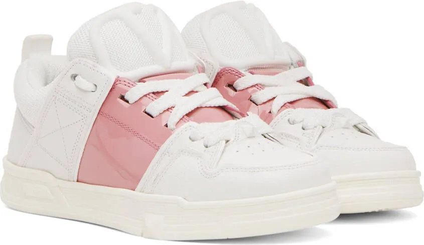 Valentino Garavani White & Pink Open Skate Sneakers