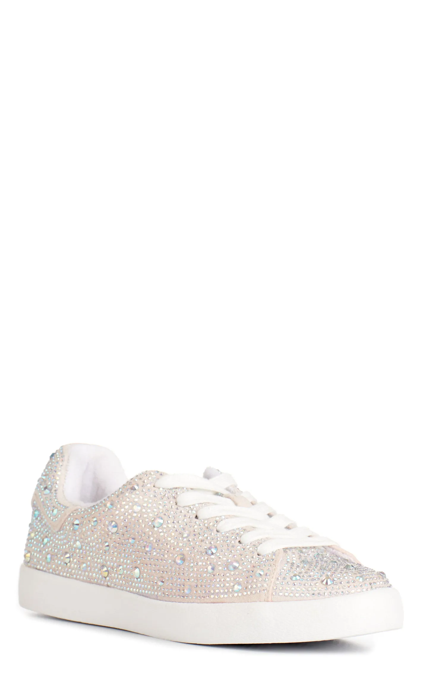 Very G Women's Cream Rhinestone Covered Casual Sneakers