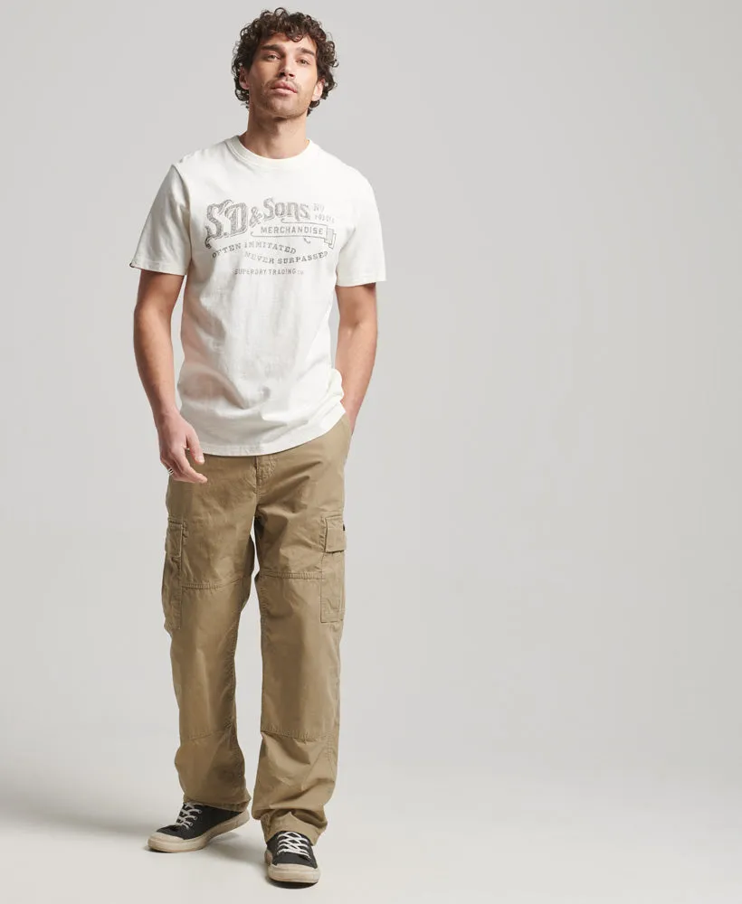 Vintage Script Workwear T Shirt | Chalk