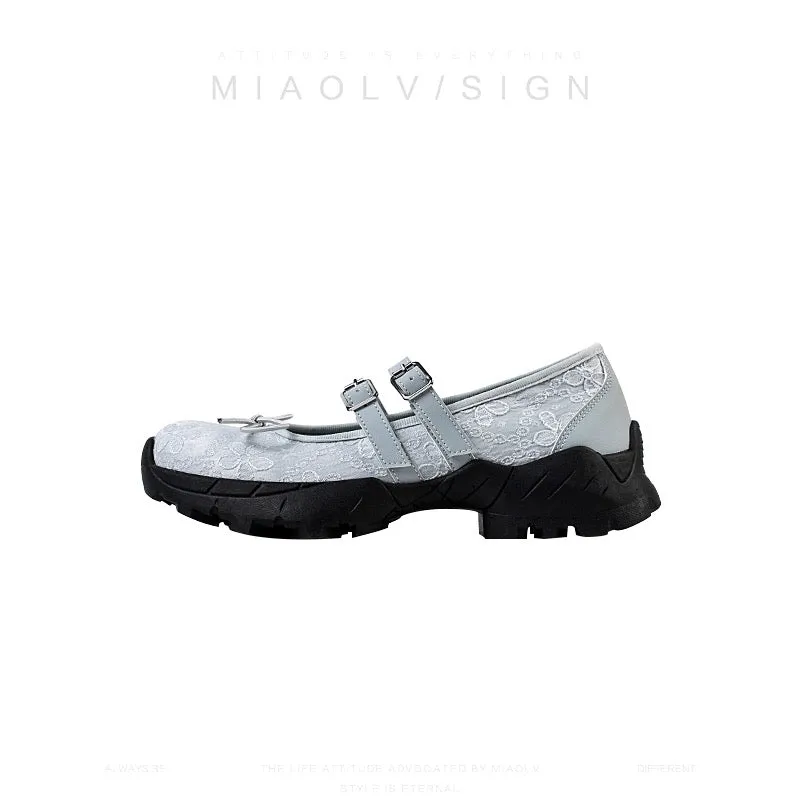 Wonderful Couple Girlhood~Sporty thick-soled Mary Jane shoes for women, spring pumps, small leather shoes, white shoes