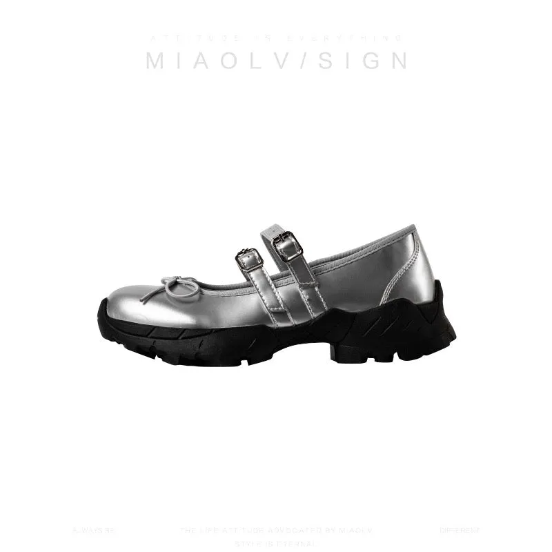 Wonderful Couple Girlhood~Sporty thick-soled Mary Jane shoes for women, spring pumps, small leather shoes, white shoes