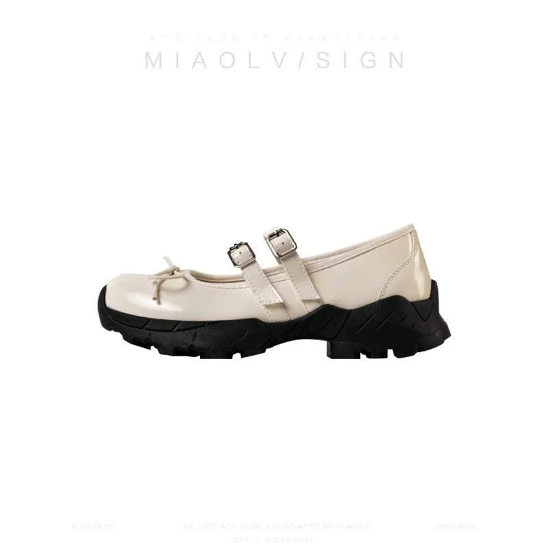 Wonderful Couple Girlhood~Sporty thick-soled Mary Jane shoes for women, spring pumps, small leather shoes, white shoes