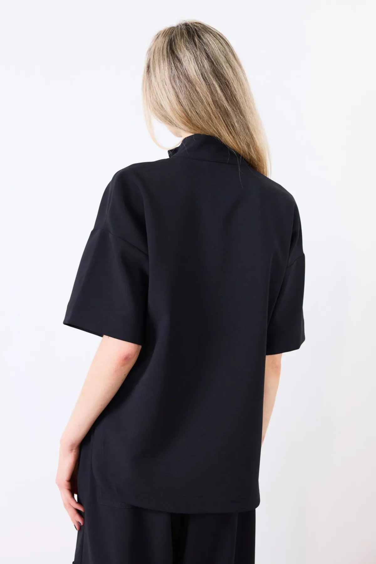 Zip Mockneck Oversize Tunic - Black